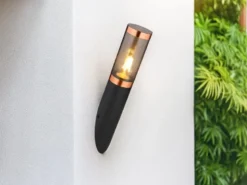 Außenwandleuchte BOSTON aus Edelstahl in Schwarz & Kupfer, Höhe 41cm