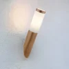 Außenwandleuchte BOSTON aus Edelstahl in Holzoptik, Höhe 39cm