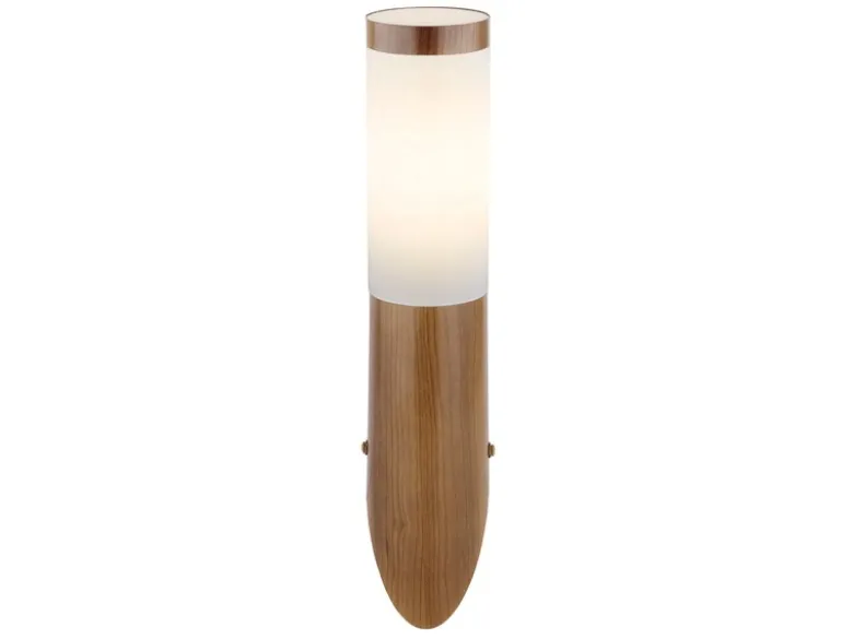 Außenwandleuchte BOSTON aus Edelstahl in Holzoptik, Höhe 39cm
