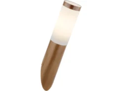 Außenwandleuchte BOSTON aus Edelstahl in Holzoptik, Höhe 39cm