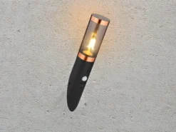 Außenwandleuchte BOSTON in Schwarz & Kupfer mit Bewegungsmelder, Höhe 41cm
