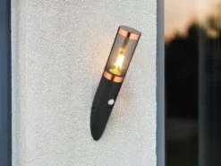 Außenwandleuchte BOSTON in Schwarz & Kupfer mit Bewegungsmelder, Höhe 41cm
