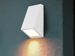 Außenwandleuchte BRAGA Downlight Weiß für Fassadenbeleuchtung, Höhe 14,5cm