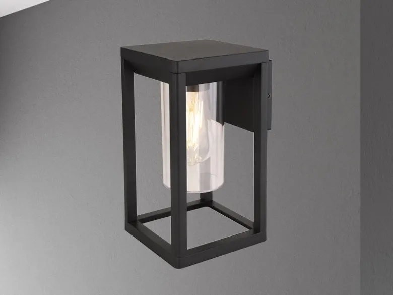 Außenwandleuchte CANDELA Laterne aus Aluminium in Schwarz, Höhe 27cm