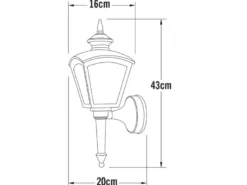 Außenwandleuchte CASSIOPEIA Laterne aus Aluminium, Höhe 43cm, Schwarz