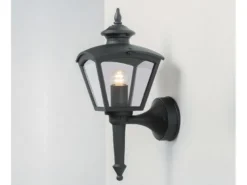 Außenwandleuchte CASSIOPEIA Laterne aus Aluminium, Höhe 43cm, Schwarz