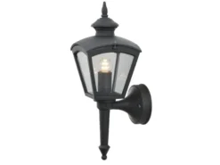 Außenwandleuchte CASSIOPEIA Laterne aus Aluminium, Höhe 43cm, Schwarz