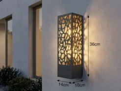 Außenwandleuchte COOPER Edelstahl in Anthrazit mit Dekorstanzung, Höhe 36cm