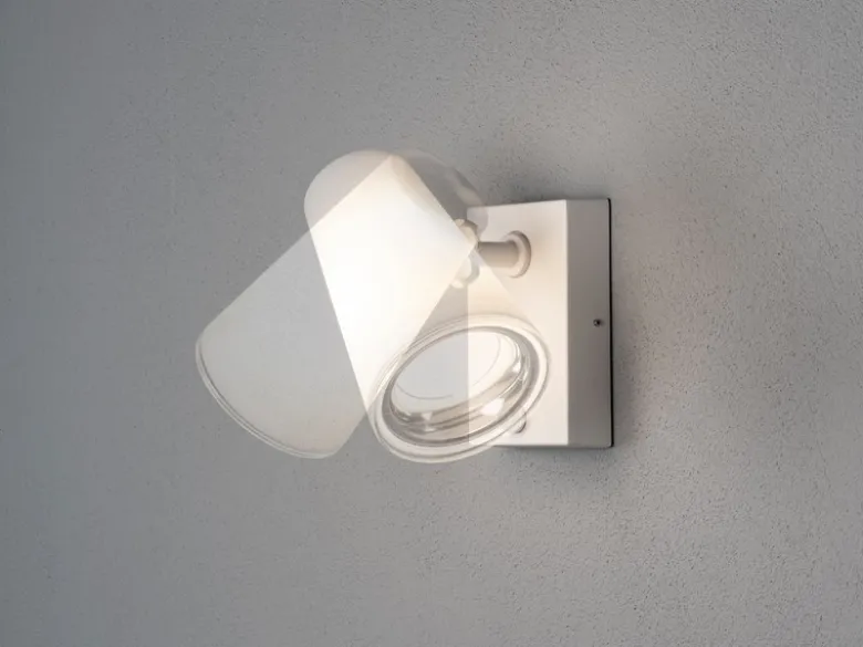 Außenwandleuchte Downlight FANO Weiß mit Bewegungssensor, Höhe 21,5cm IP54 E27