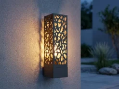 Außenwandleuchte eckig aus Edelstahl in Anthrazit mit E27 LED, Höhe 36cm