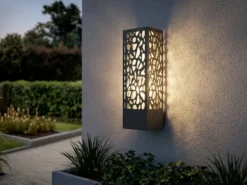 Außenwandleuchte eckig aus Edelstahl in Anthrazit mit E27 LED, Höhe 36cm