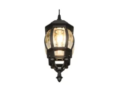 Außenwandleuchte ELVO Laterne hängend Aluminium Schwarz, Höhe 49cm
