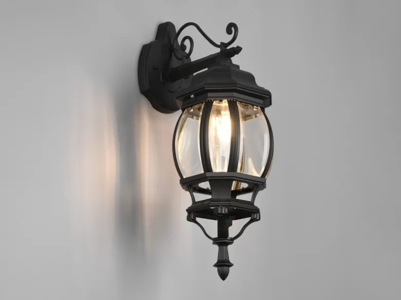 Außenwandleuchte ELVO Laterne hängend Aluminium Schwarz, Höhe 49cm