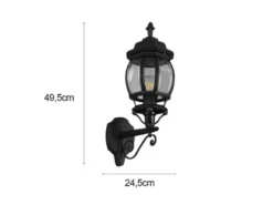 Außenwandleuchte ELVO Laterne stehend, Aluminium Schwarz Höhe 49cm