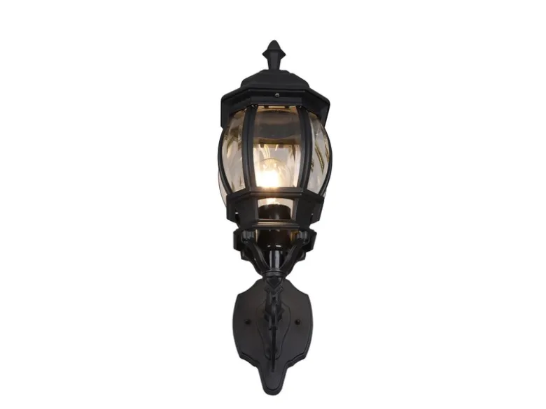 Außenwandleuchte ELVO Laterne stehend, Aluminium Schwarz Höhe 49cm