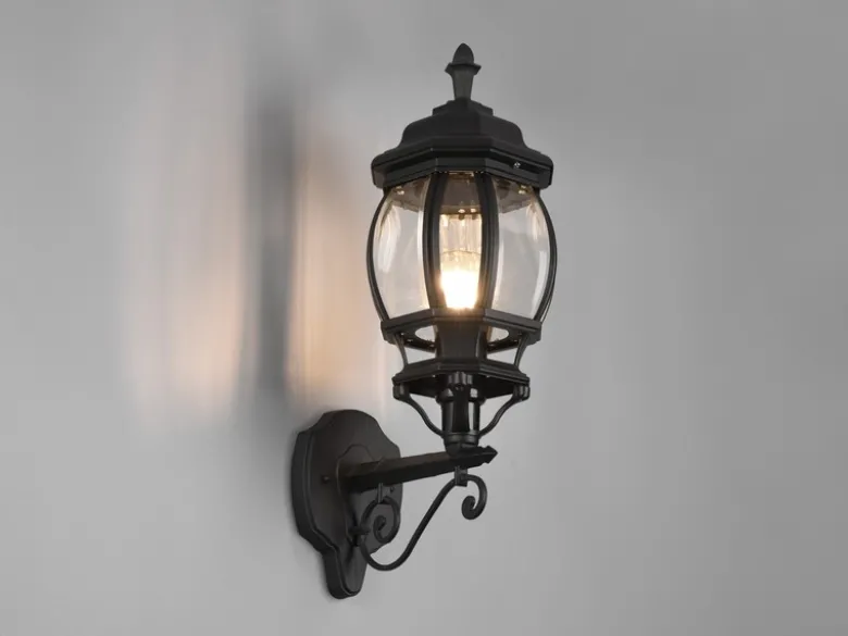 Außenwandleuchte ELVO Laterne stehend, Aluminium Schwarz Höhe 49cm