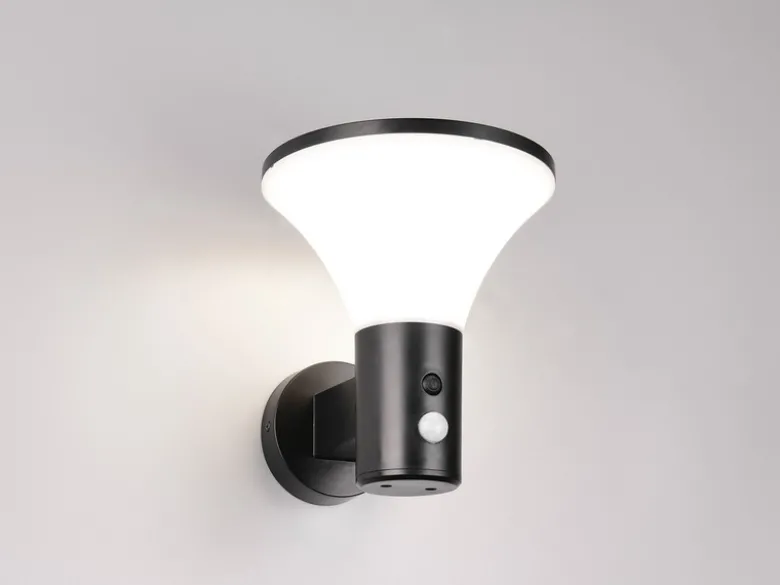 Außenwandleuchte GORDA mit Solar und Strom, Hybrid mit Bewegungsmelder Höhe 19cm