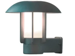Außenwandleuchte HEIMDAL, Aluminium Silbergrau/ Glas opal, E27 Fassung, IP44