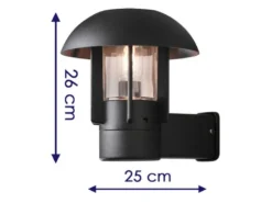 Außenwandleuchte HEIMDAL, Aluminium schwarz / Glas klar, E27 Fassung, IP44
