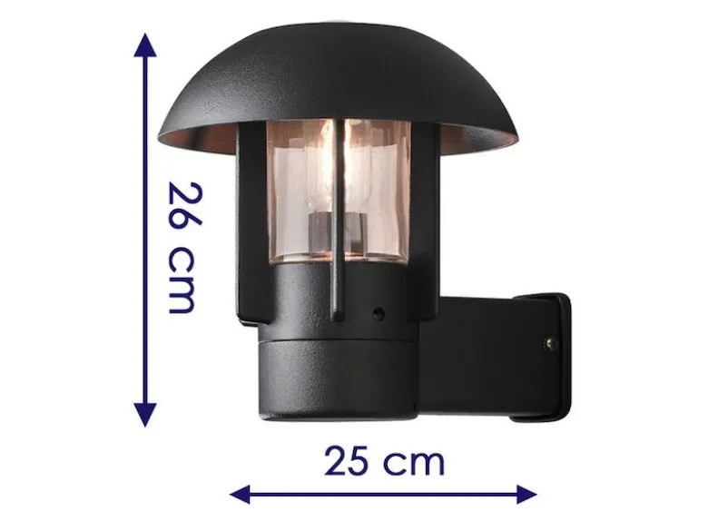 Außenwandleuchte HEIMDAL, Aluminium schwarz / Glas klar, E27 Fassung, IP44