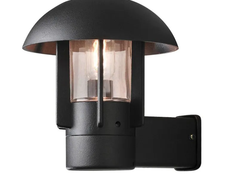 Außenwandleuchte HEIMDAL, Aluminium schwarz / Glas klar, E27 Fassung, IP44