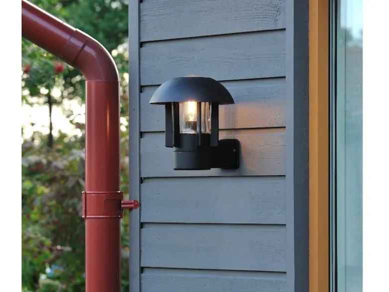 Außenwandleuchte HEIMDAL, Aluminium schwarz / Glas klar, E27 Fassung, IP44