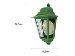 Außenwandleuchte Höhe 32,5cm Halbschale Grün mit reflektierender Rückwand