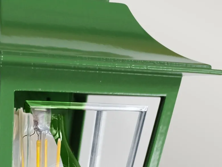 Außenwandleuchte Höhe 32,5cm Halbschale Grün mit reflektierender Rückwand