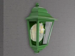Außenwandleuchte Höhe 32,5cm Halbschale Grün mit reflektierender Rückwand