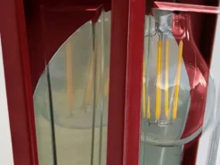 Außenwandleuchte Höhe 32,5cm Halbschale Rot mit reflektierender Rückwand