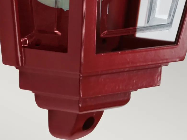 Außenwandleuchte Höhe 32,5cm Halbschale Rot mit reflektierender Rückwand