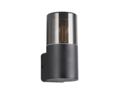 Außenwandleuchte HOOSIC Aluminium Schwarz & Rauchfarbig E27, Höhe 17,5cm