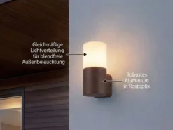Außenwandleuchte HOOSIC aus Aluminium in Rostoptik E27, Höhe 17,5cm