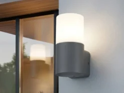 Außenwandleuchte HOOSIC aus Aluminium in Anthrazit E27, Höhe 17,5cm