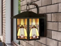 Außenwandleuchte INGLENOOK Laterne im Tiffany Design, Höhe 31cm