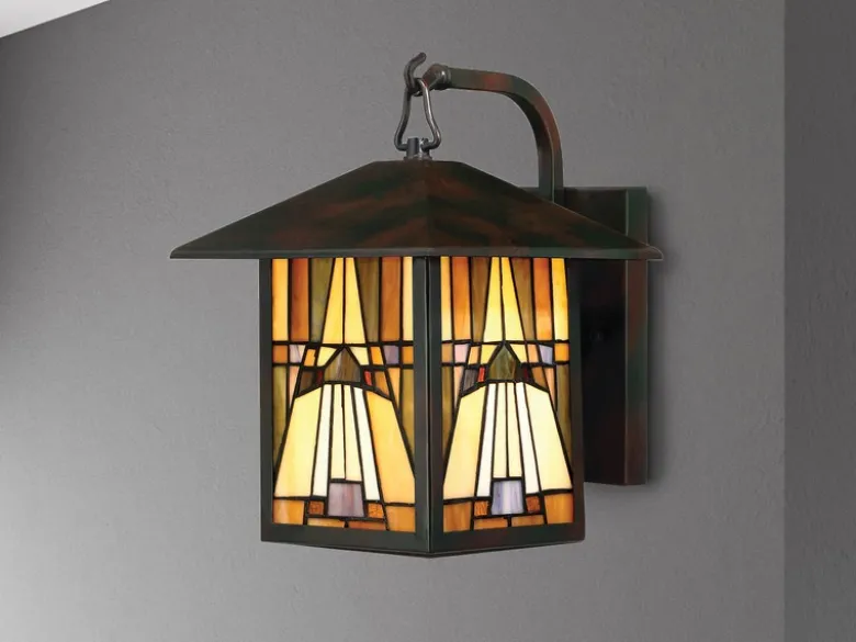 Außenwandleuchte INGLENOOK Laterne im Tiffany Design, Höhe 31cm