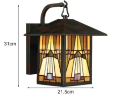Außenwandleuchte INGLENOOK Laterne im Tiffany Design, Höhe 31cm