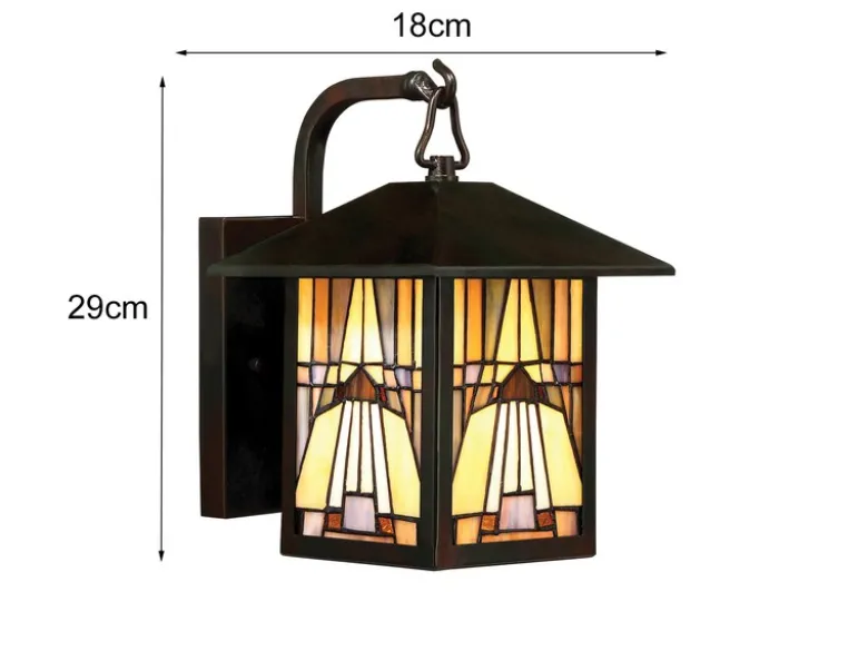 Außenwandleuchte INGLENOOK Laterne im Tiffany Design, Höhe 29cm