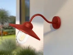 Außenwandleuchte KLAMPENBORG aus Edelstahl Rot, Ausladung 42cm
