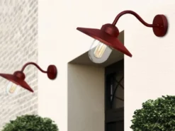 Außenwandleuchte KLAMPENBORG aus Edelstahl Rot, Ausladung 42cm