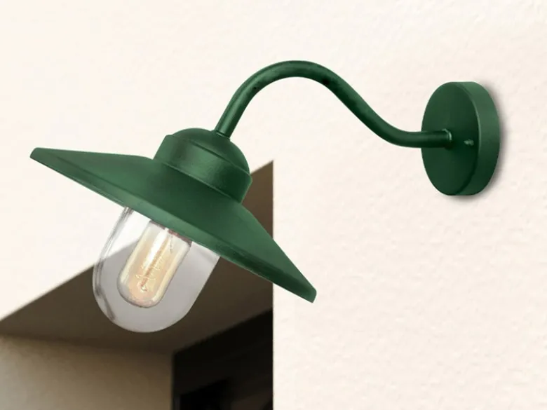 Außenwandleuchte KLAMPENBORG aus Edelstahl Grün, Ausladung 42cm