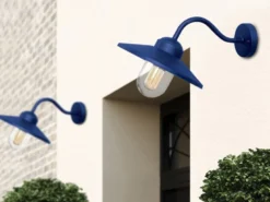 Außenwandleuchte KLAMPENBORG aus Edelstahl Blau, Ausladung 42cm