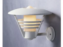 Außenwandleuchte / Laterne GEMINI, Alu weiß / Opalglas, Hausbeleuchtung modern