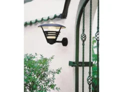 Außenwandleuchte / Laterne GEMINI, Alu schwarz, Opalglas, Hausbeleuchtung modern