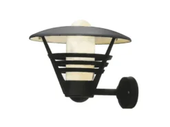Außenwandleuchte / Laterne GEMINI, Alu schwarz, Opalglas, Hausbeleuchtung modern