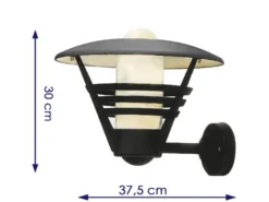 Außenwandleuchte / Laterne GEMINI, Alu schwarz, Opalglas, Hausbeleuchtung modern