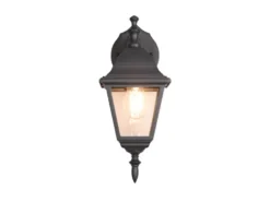 Außenwandleuchte Laterne hängend, Aluminium Schwarz mit E27 LED, Höhe 34cm