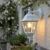 Außenwandleuchte Laterne hängend, Aluminium Weiß mit E27 LED, Höhe 34cm