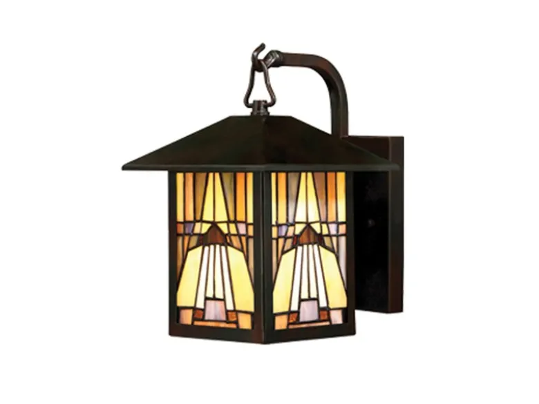 Außenwandleuchte Laterne im Tiffany Design, Höhe 29cm mit E27 LED