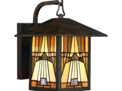Außenwandleuchte Laterne im Tiffany Design, Höhe 31cm mit E27 LED